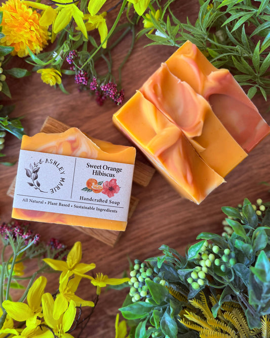 Sweet Orange Hibiscus Bar Soap | Uplifting Handmade Artisan
